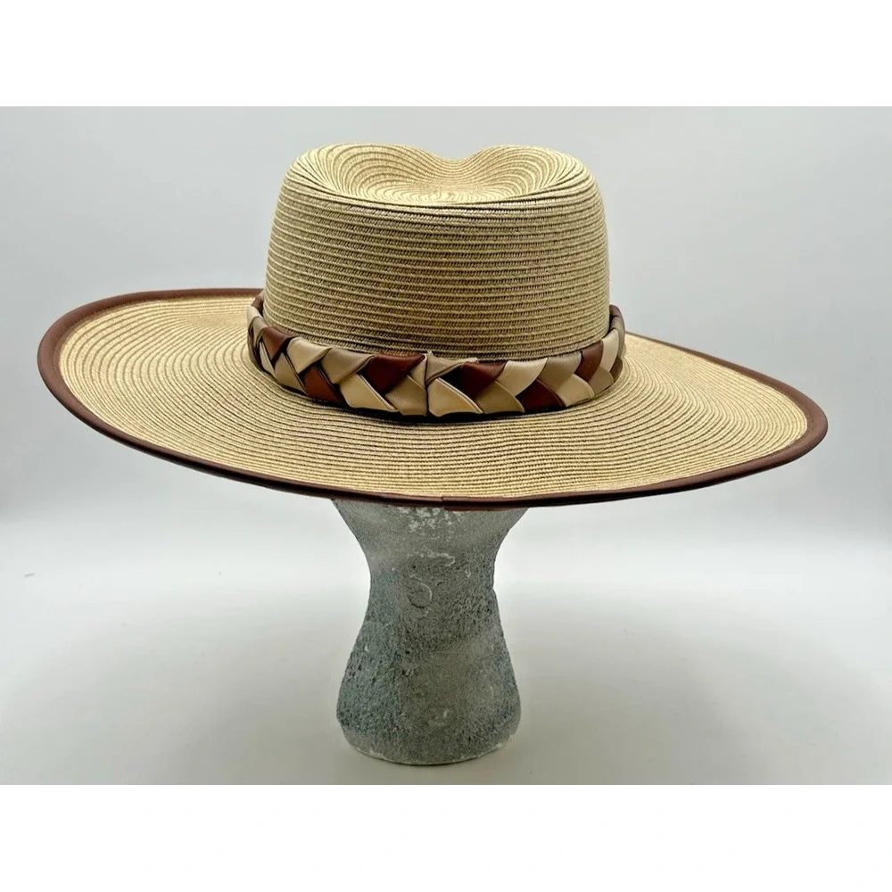 San Diego Hat Company Natural‎ Beige Fedora Crown Woven Paper Sun Brim Hat